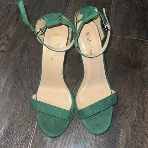 velvet green heels